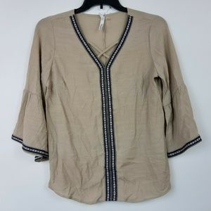 NY Collection Women Medium Khaki 3/4 SLV 6AT26